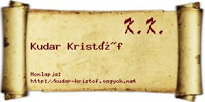 Kudar Kristóf névjegykártya